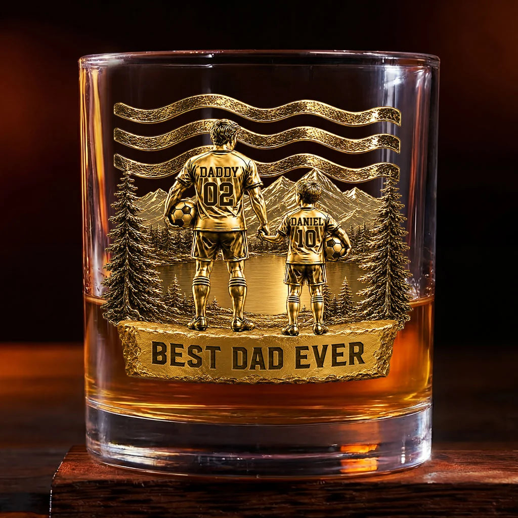 Best Dad Ever Custom Soccer Dad Whiskey Glass - Personalized Gift for Dad