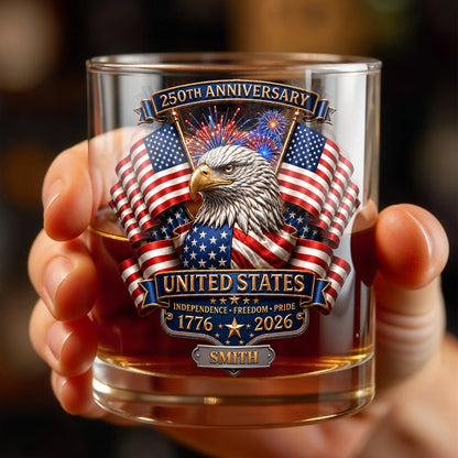 Personalized Patriotic Whiskey Glass personalization view for Dad