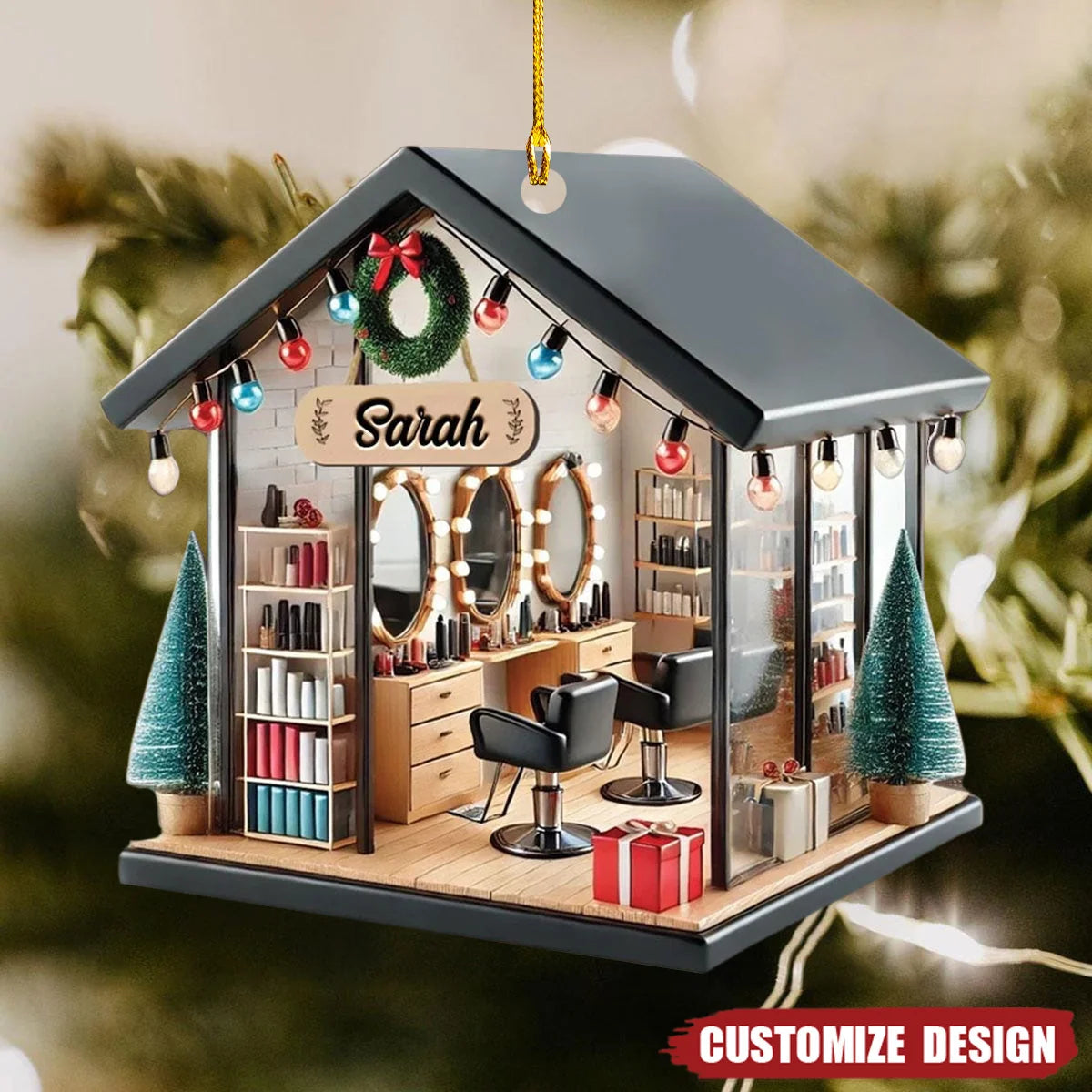 Personalized Hair Salon Acrylic Ornament - Custom Hairdresser Gift Keepsake Decor