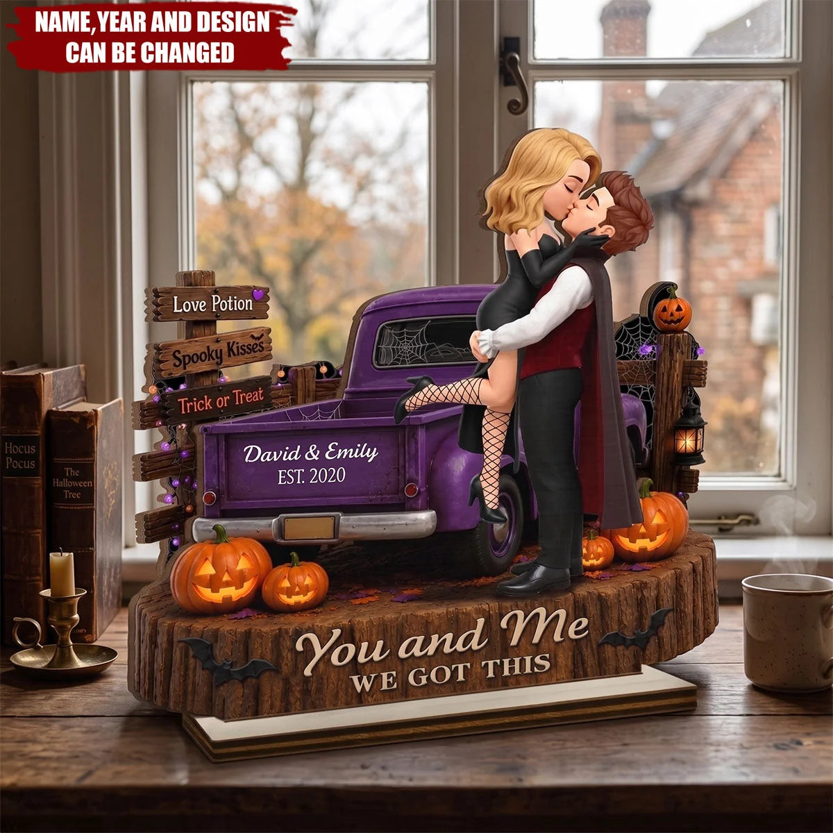 "You and Me We Got This" Personalized Halloween Couple Wooden Plaque - Spooky Custom Anniversary Keepsake Gift for Wife & Husband