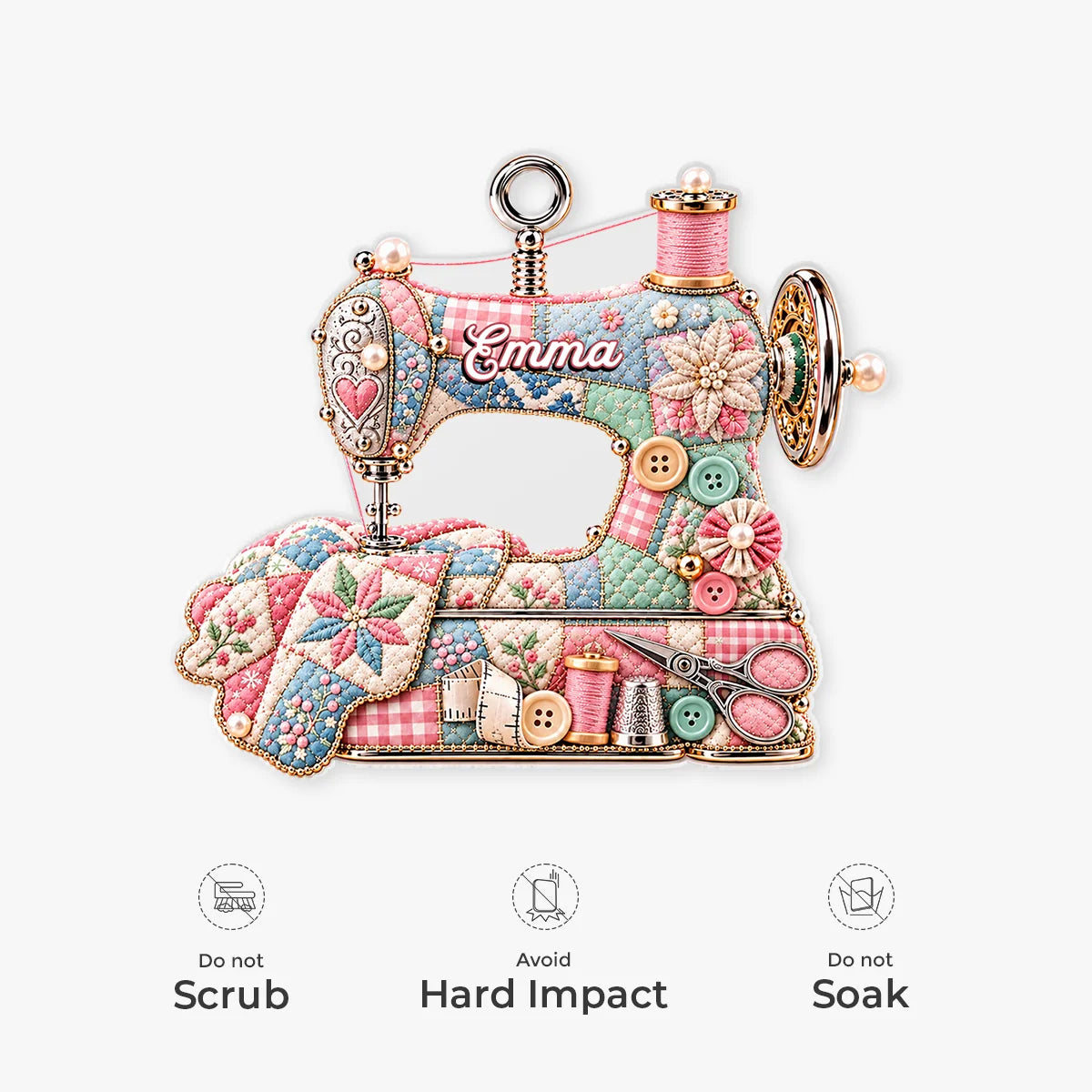 Quilting Lover Personalized Sewing Machine Acrylic Ornament - Christmas Keepsake for Mom Grandma