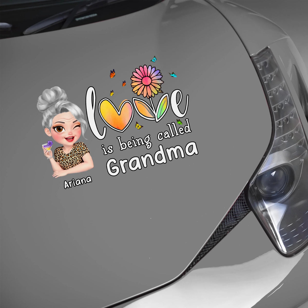 Love Is Being Called Grandma Heart and Flowers Design