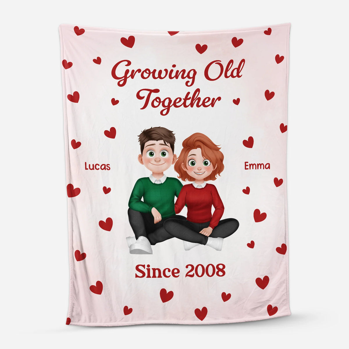 "Growing Old Together" Personalized Photo Blanket - Anniversary Gift for Couples