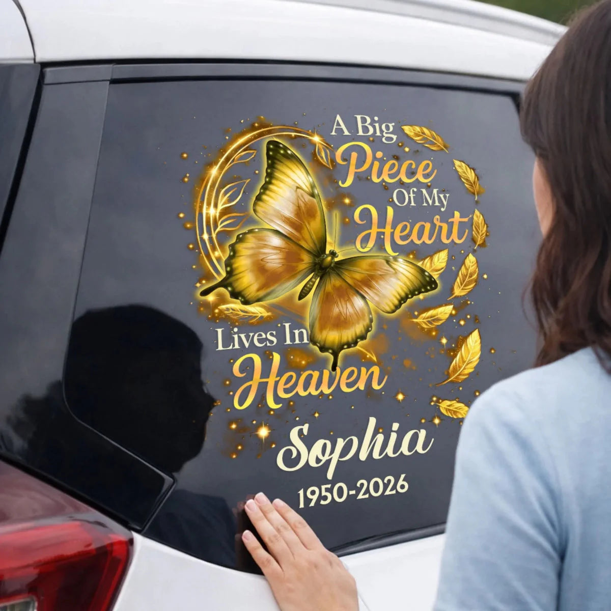 Personalized Butterfly Memorial Decal personalization view for Mom