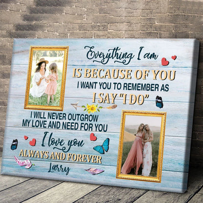 "As I Say I Do" Personalized Mother of the Bride Canvas / Poster - Custom Photo Wall Art Gift for Mom