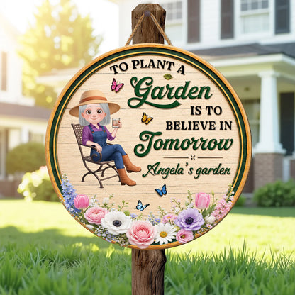 Custom Garden Wood Sign personalization view for Mom