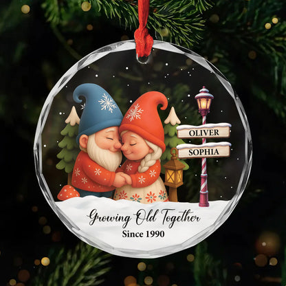 Growing Old Together Personalized Glass Ornament - Custom Christmas Gift for Couples