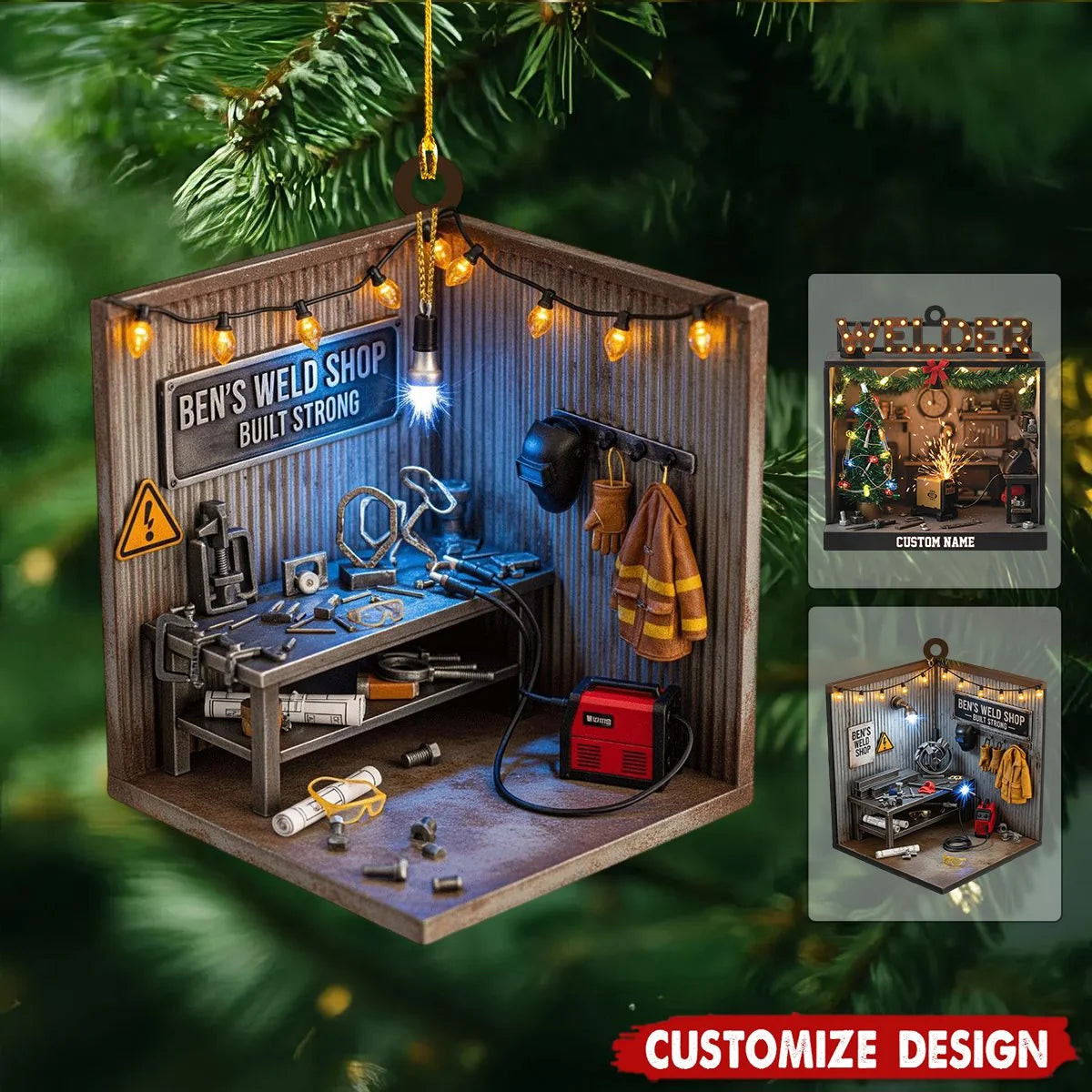 Custom Welder Shop Christmas Wooden Ornament - Personalized Name Keepsake Gift for Welders