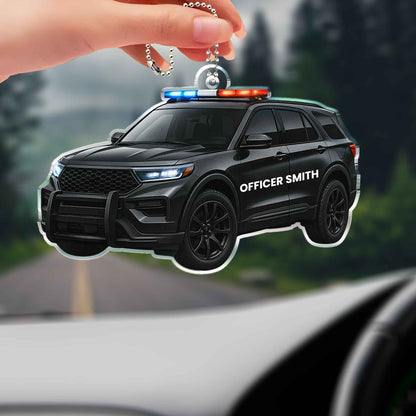 Personalized Police Car Acrylic Ornament personalization view for Family