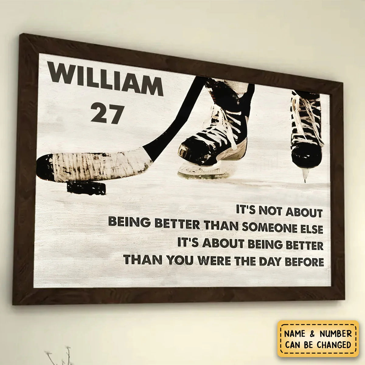 Custom Hockey Canvas Wall Art personalization view for Son/Grandson