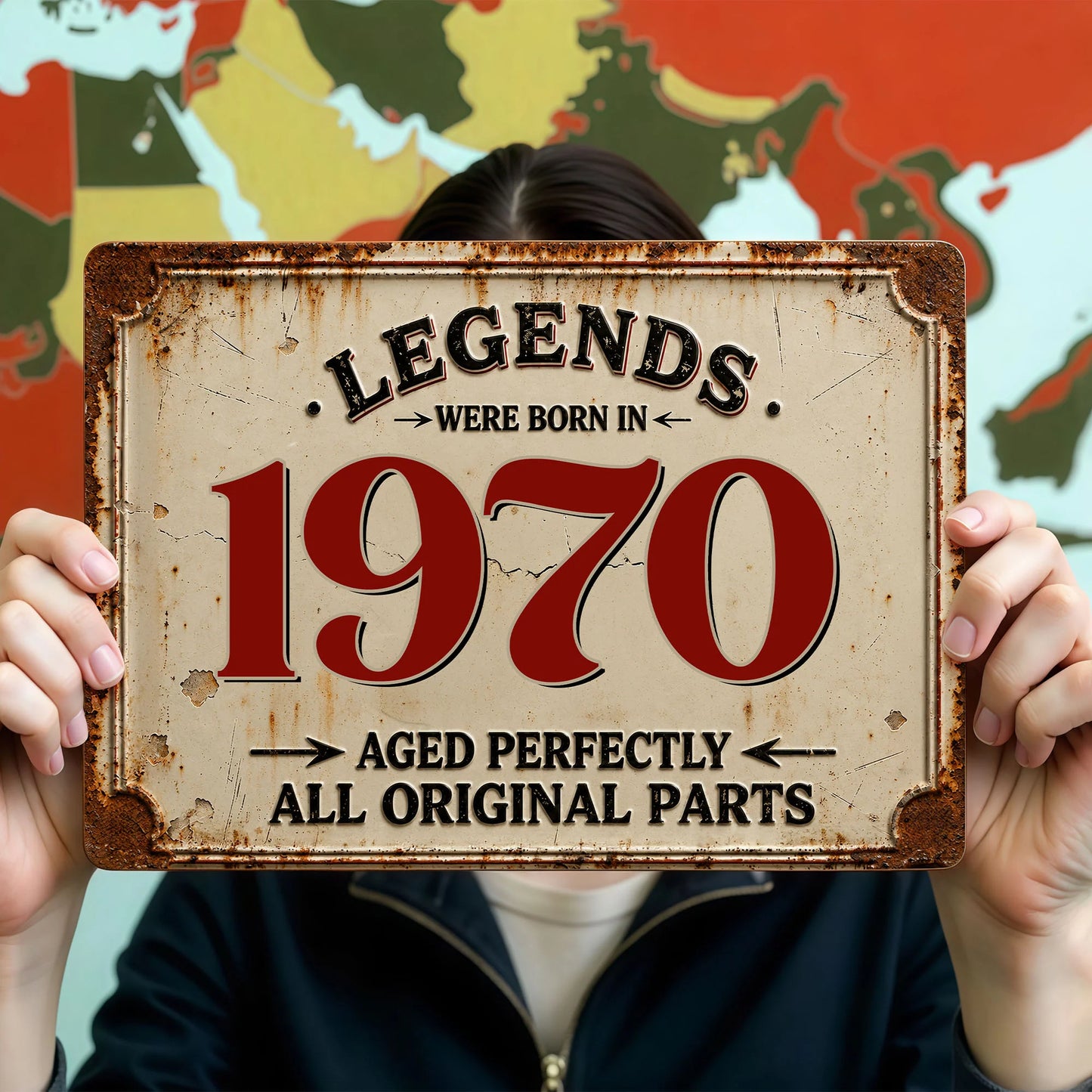 Custom Born In Legends Metal Sign for Dad with personalized design details for meaningful gifting image 6