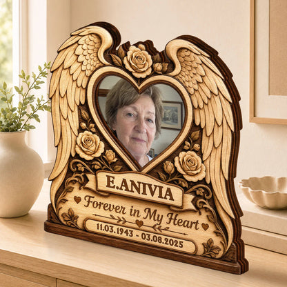 Forever in My Heart Custom Memorial Photo Wooden Block - Personalized Sympathy Gift for Family Bereavement Keepsake