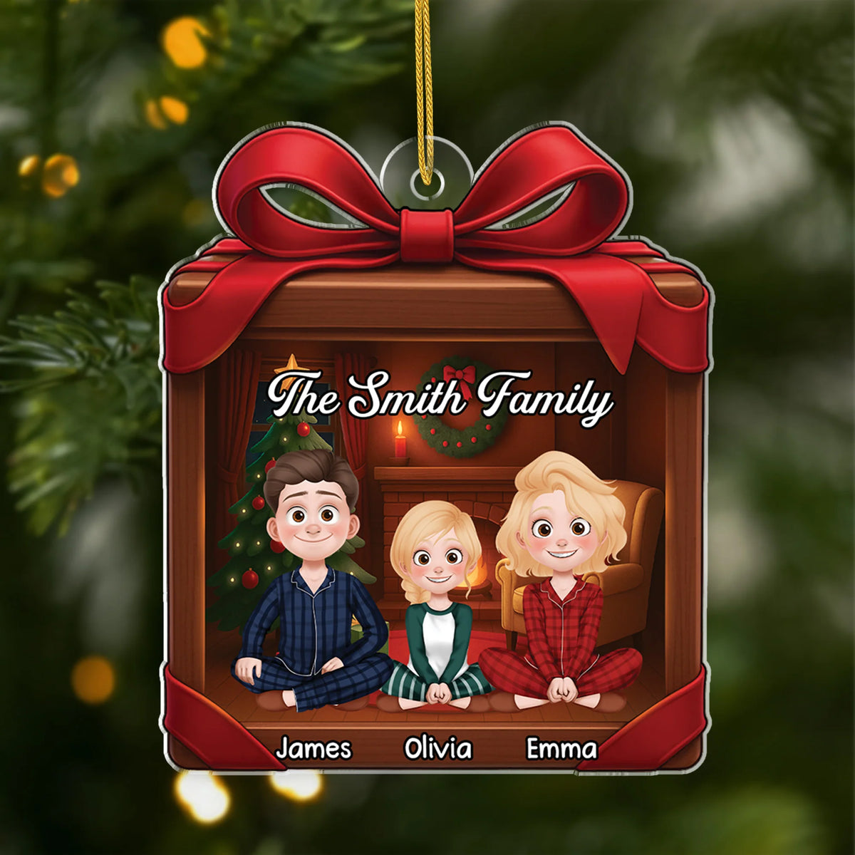 Custom Family Acrylic Christmas Ornament - Personalized Name Holiday Keepsake Gift