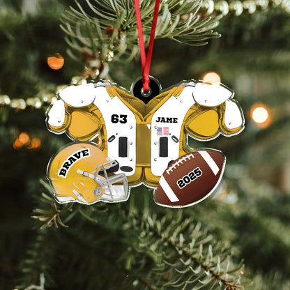 Custom Football Gear Acrylic Ornament - Personalized Christmas Keepsake for Players