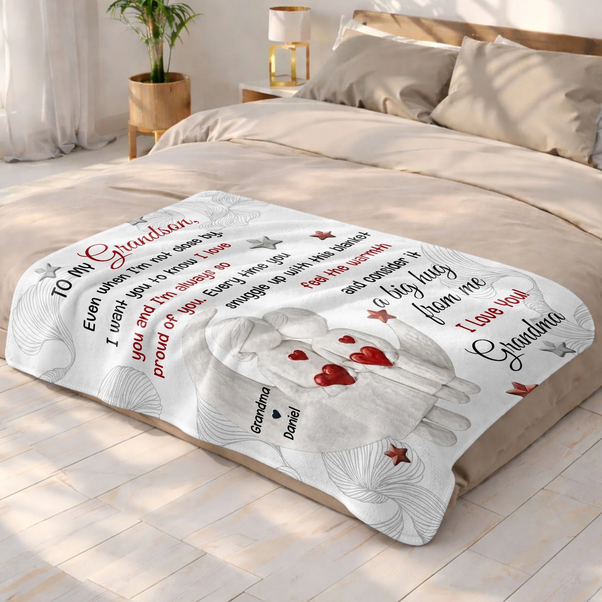 Personalized grandson blanket with moon stars design and love quote from grandma - cozy custom throw gift image 9