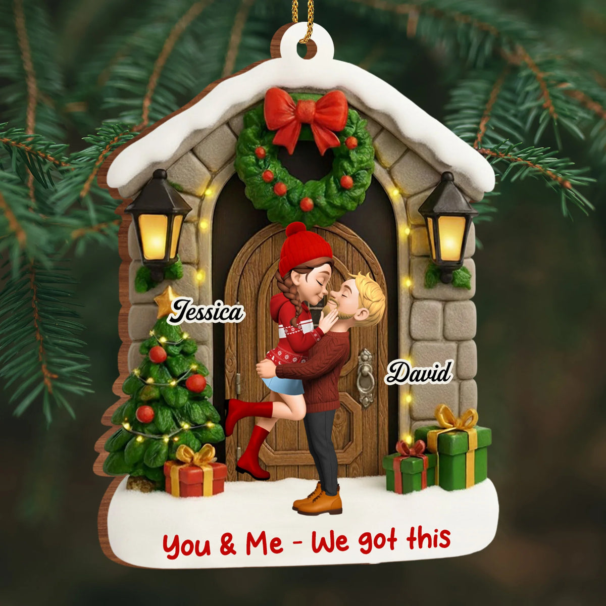 You & Me We Got This Personalized Couple Wooden Ornament - Custom Holiday Keepsake Gift