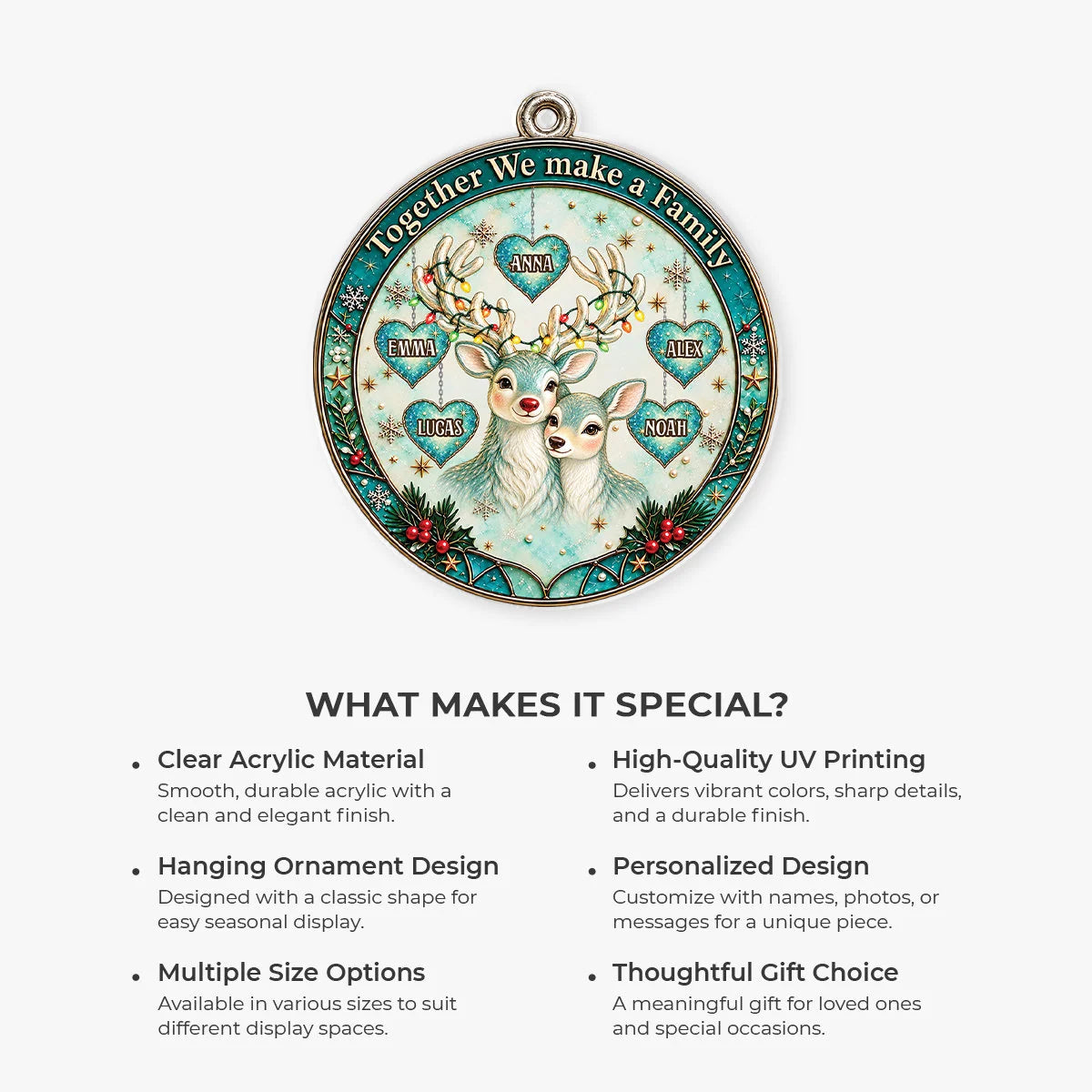 "Together We Make A Family" Personalized Acrylic Ornament - Custom Christmas Keepsake Gift