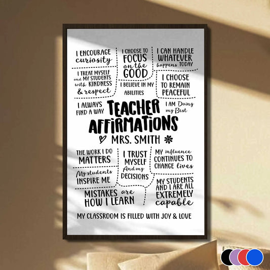 Personalized Teacher Affirmations Poster for Teacher with personalized design details for meaningful gifting