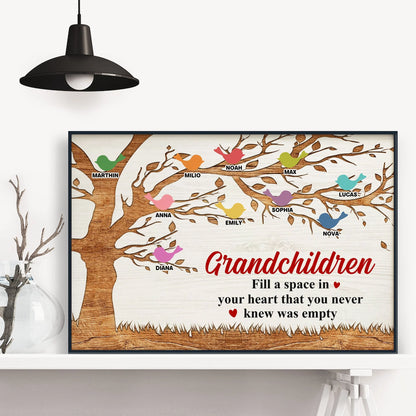 Grandchildren Fill A Space In Your Heart - Personalized Canvas / Poster for Grandparents