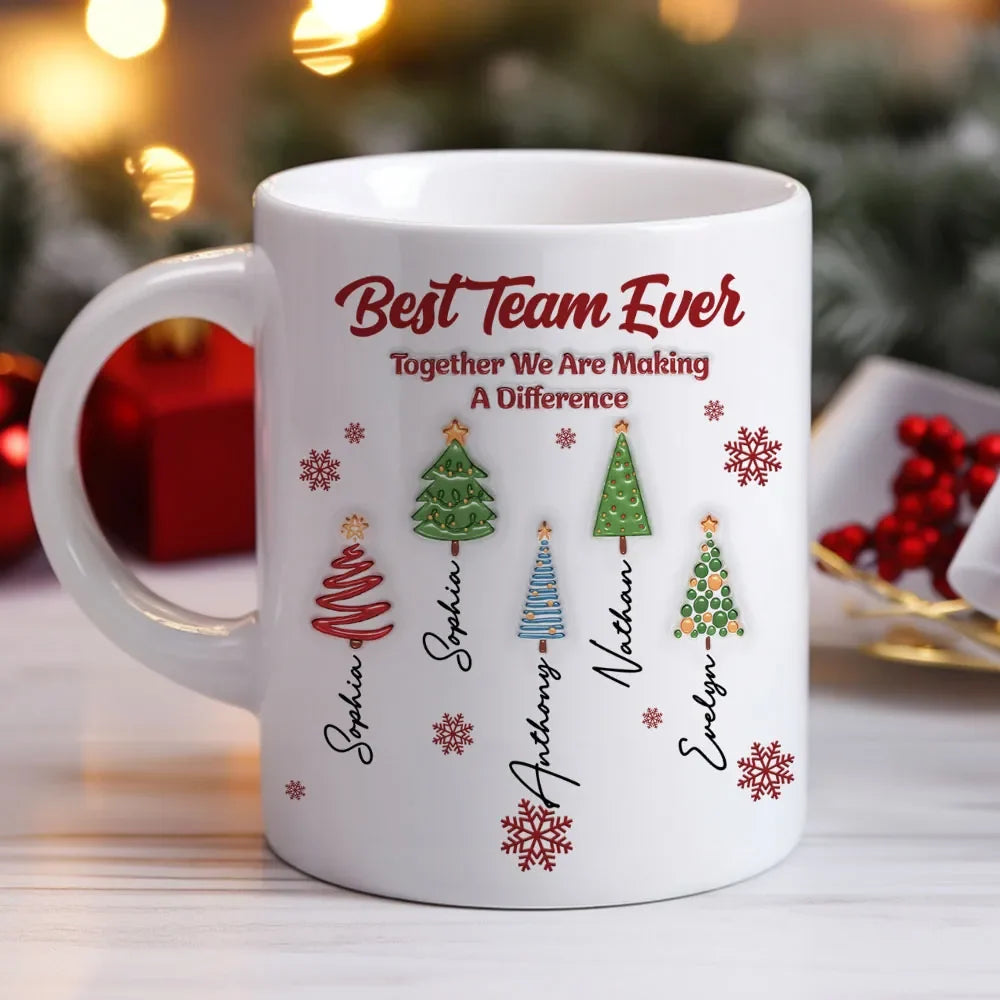 Best Team Ever Personalized Mug - Custom Christmas Coworker Coffee Cup Gift
