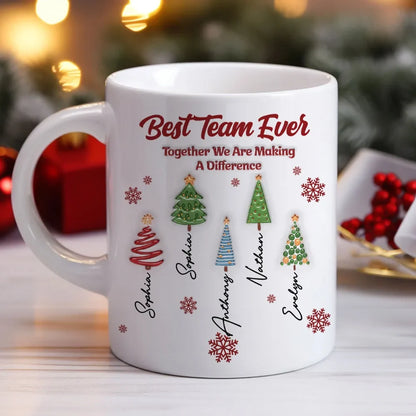 Best Team Ever Personalized Mug - Custom Christmas Coworker Coffee Cup Gift