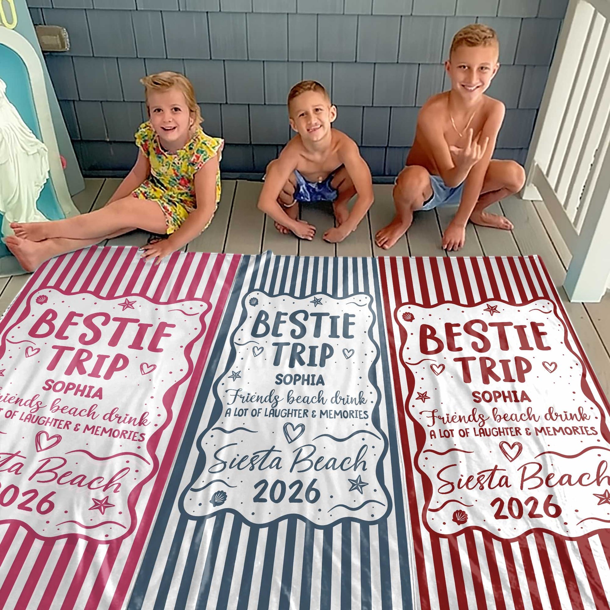 Towel material and size view - Custom Bestie Trip Beach Towel