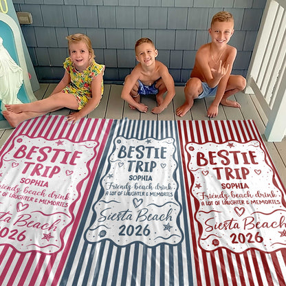 Towel material and size view - Custom Bestie Trip Beach Towel