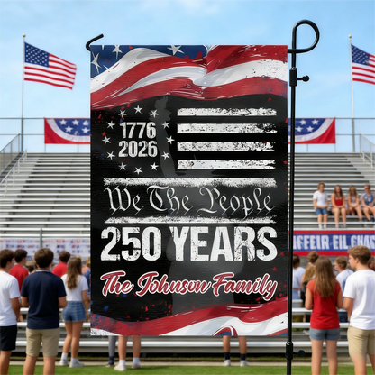 Garden Flag material and size view - Custom 250Th America Flag