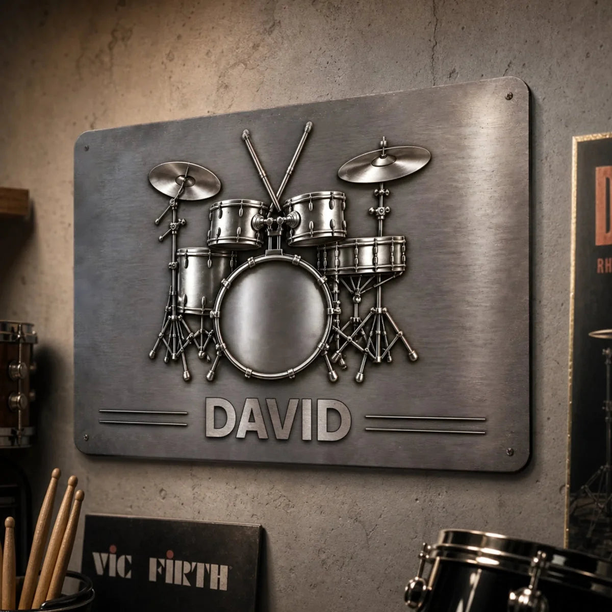 Drums Are My Therapy - Personalized Metal Sign, Gift For Drum Lovers, Brushes Silver Metal Sign 14724029-9aa8-4d7d-b2da-3f3c11f83d89-6aa2dab2b925c.jfif