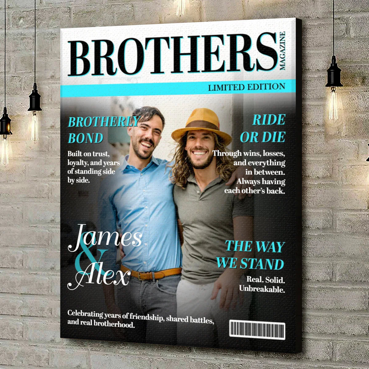 Custom Brothers Magazine Cover Canvas for Brother with personalized design details for meaningful gifting