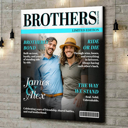 Custom Brothers Magazine Cover Canvas for Brother with personalized design details for meaningful gifting
