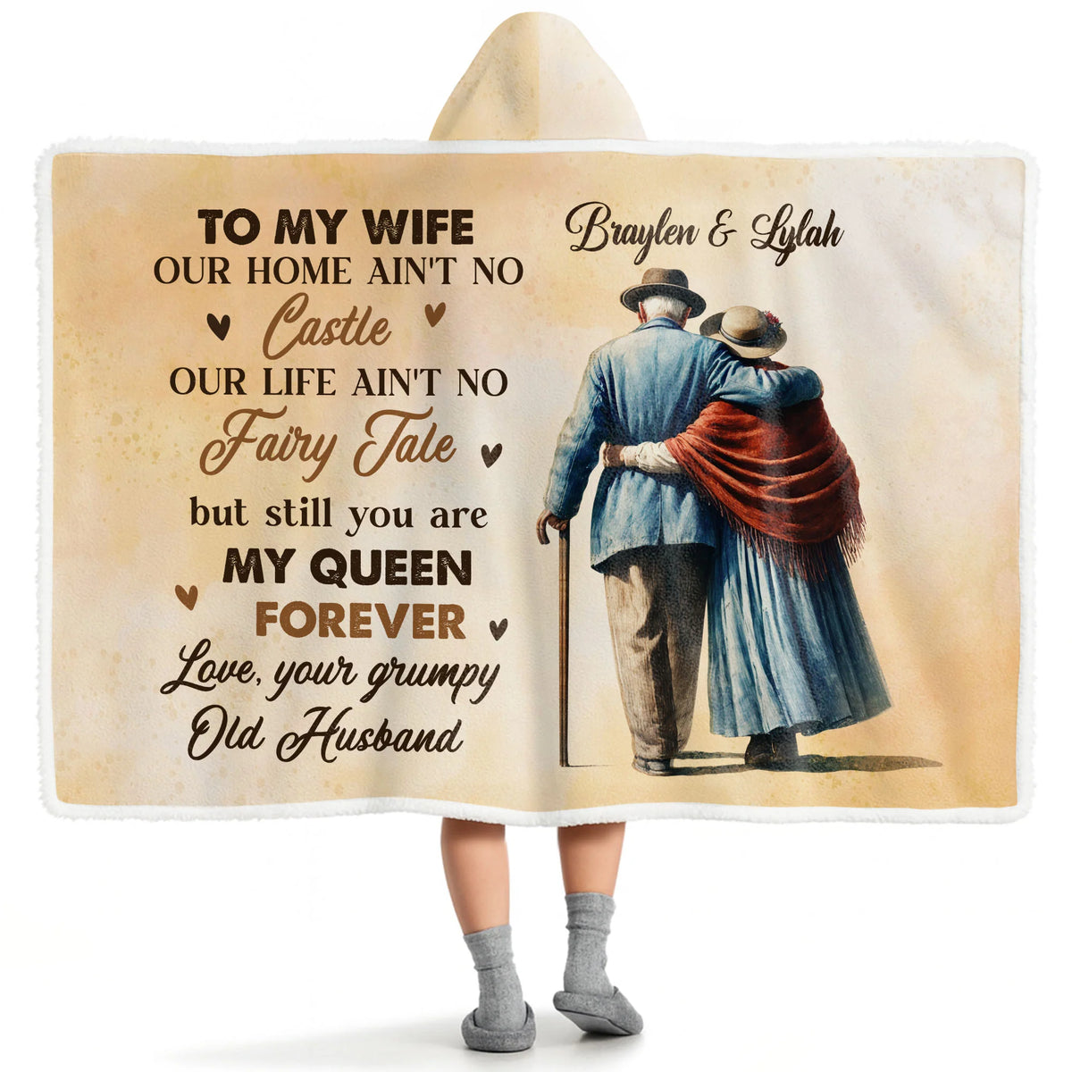 To My Wife, My Queen Forever, Elderly Couple Design