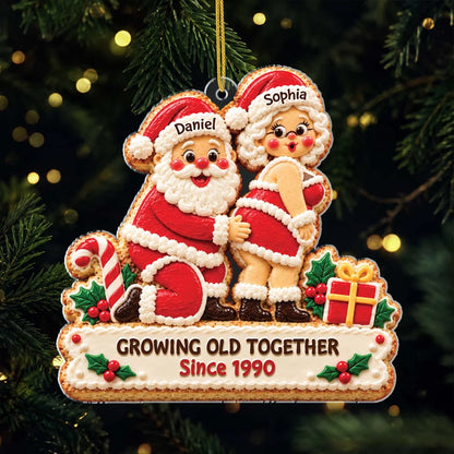 Growing Old Together Personalized Acrylic Ornament - Couples Santa Holiday Keepsake