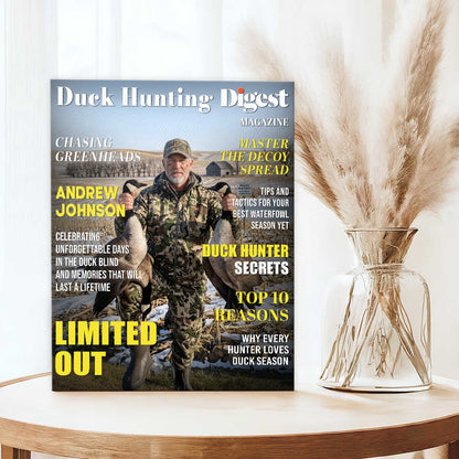 Canvas / Poster material and size view - Personalized Duck Hunting Magazine Cover Canvas