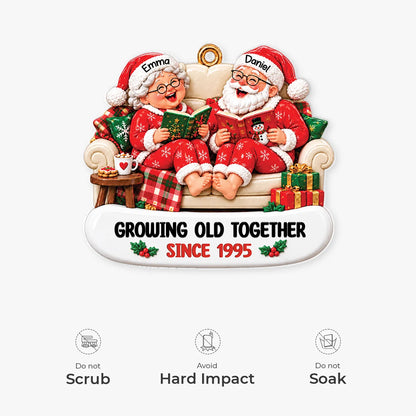 Growing Old Together Since 1995 Personalized Santa Couple Acrylic Ornament - Christmas Gift
