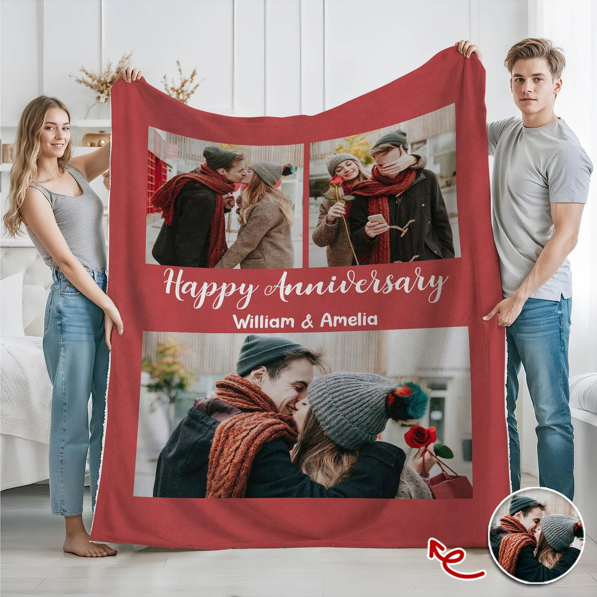 I Love You Forever Personalized Photo Blanket - Custom Anniversary Gift for Couples