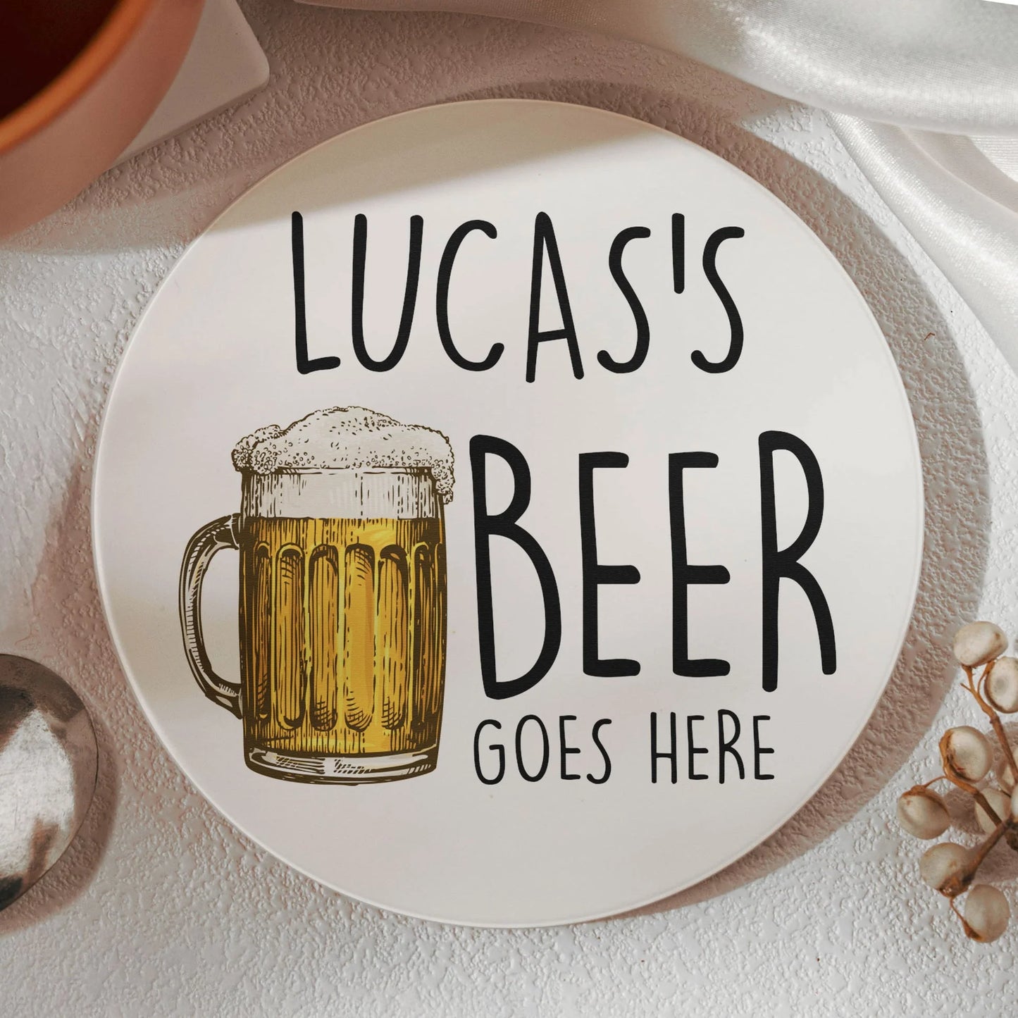 Personalized Ceramic Coaster personalization view for Dad