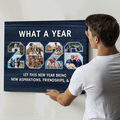 What A Year Personalized 2026 Photo Collage Canvas / Poster - Custom Keepsake Wall Art Christmas Gift for Family,