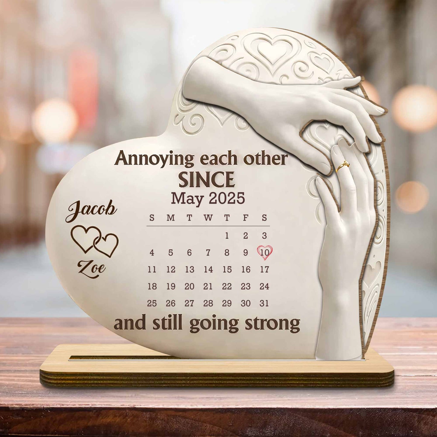 Wood Sign material and size view - Custom Anniversary Calendar Wooden Plaque