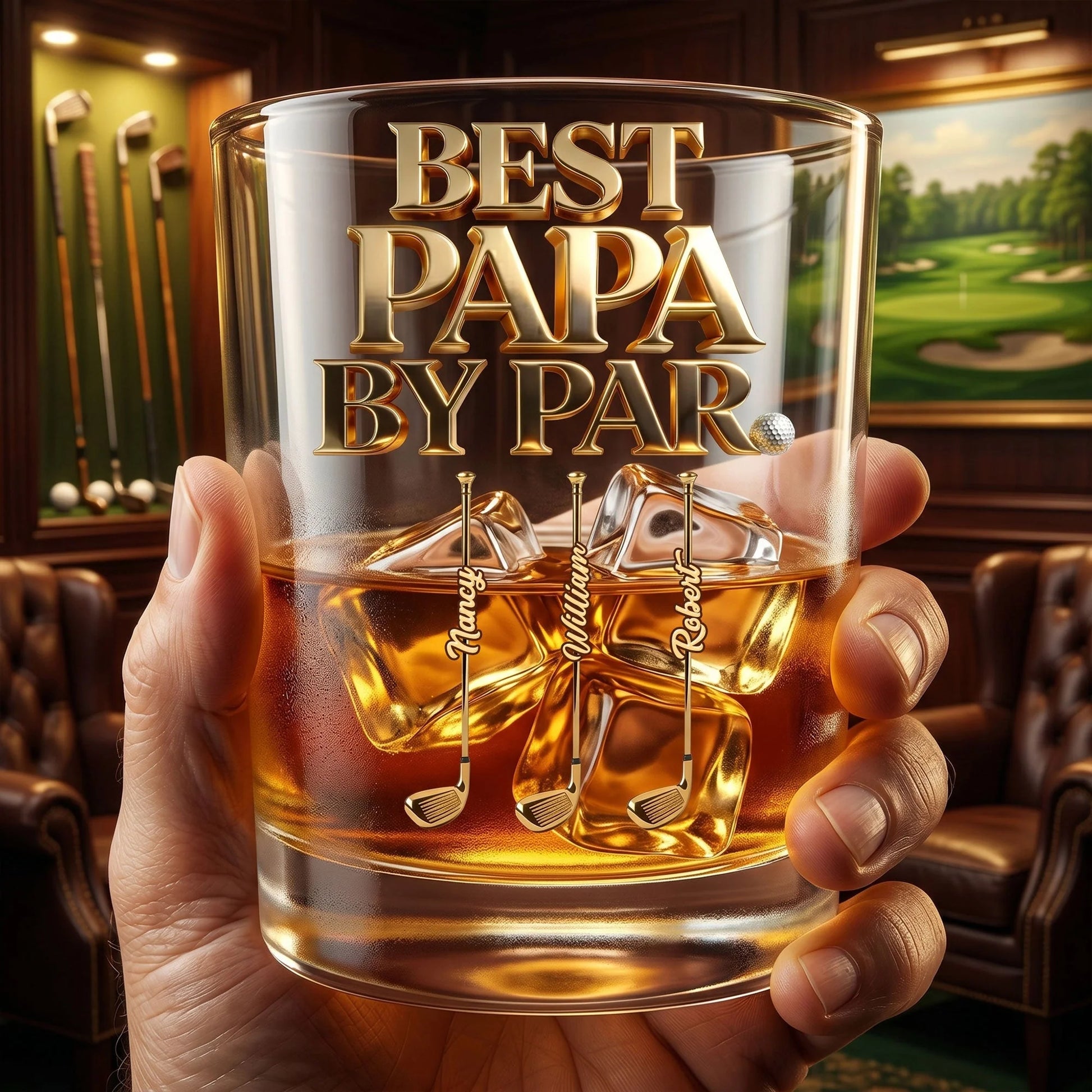 Custom Golf Grandpa Whiskey Glass personalization view for Grandpa