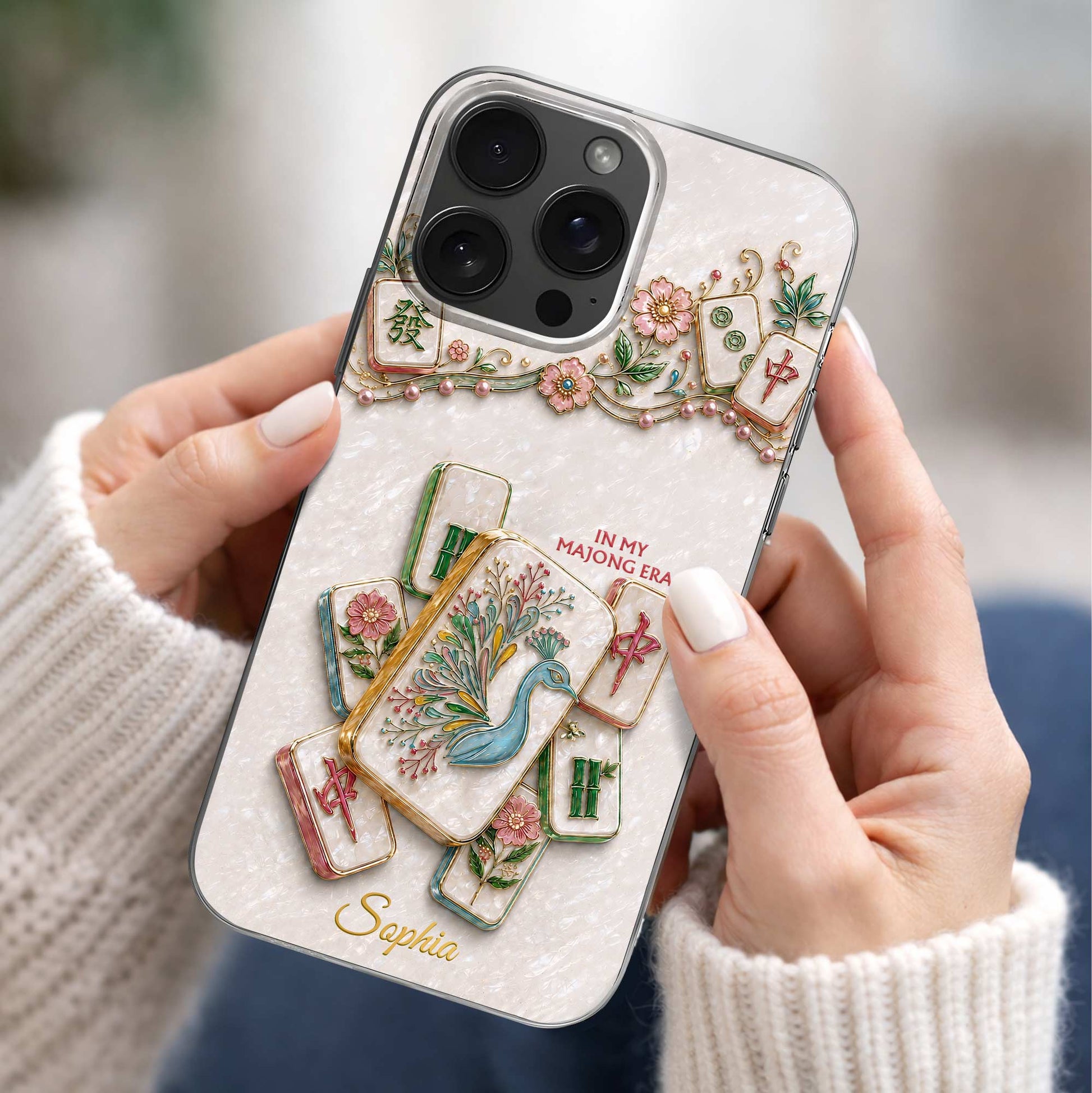 Custom Mahjong Phone Case for Mom with personalized design details for meaningful gifting image 7