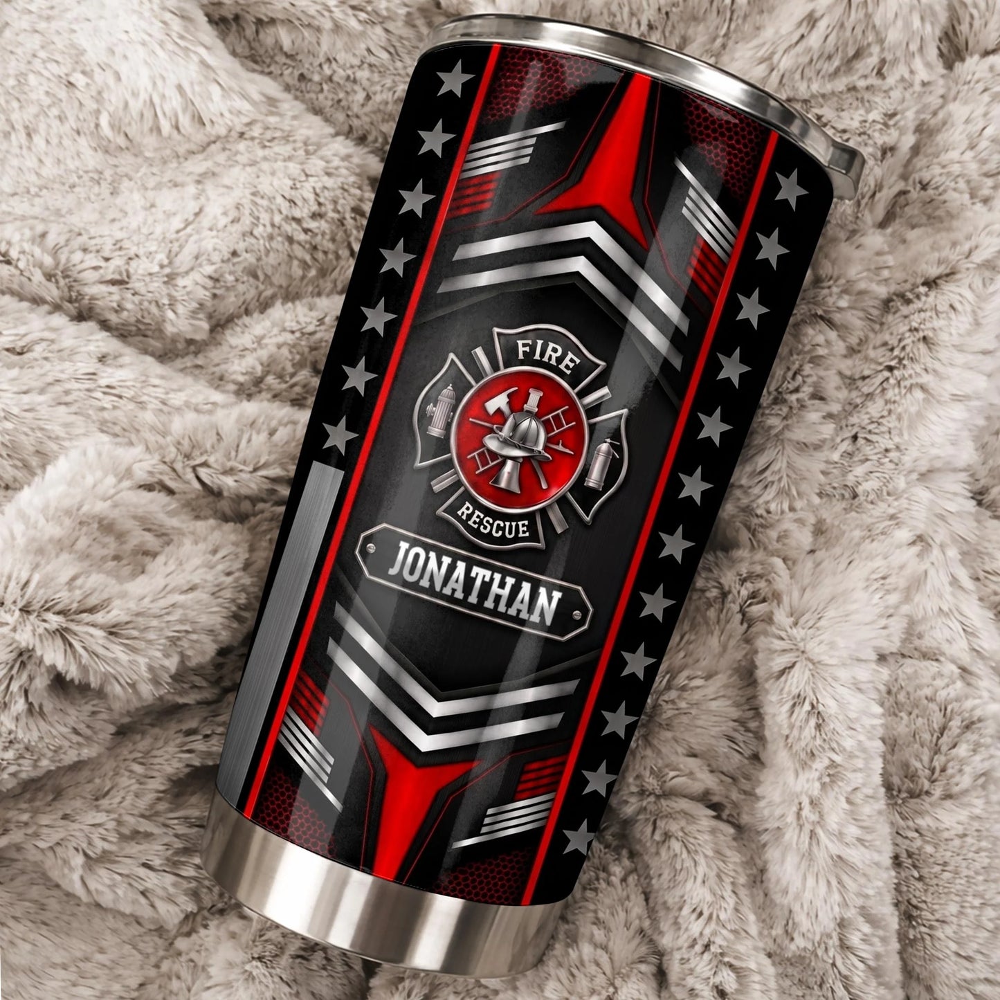 Personalized Firefighter Tumbler for Dad with personalized design details for meaningful gifting image 9