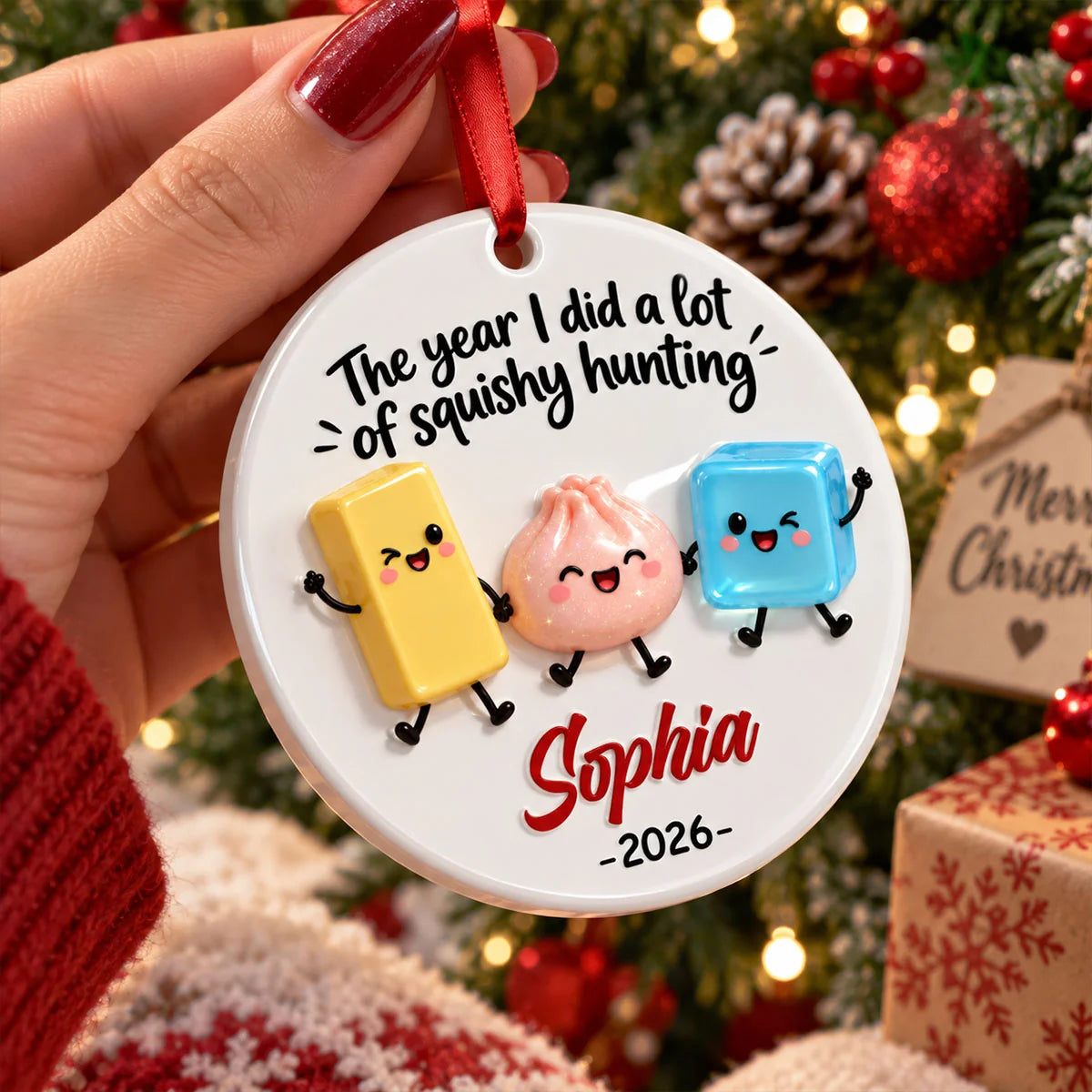 "The Year of Squishies" Personalized Ceramic Christmas Ornament - Custom Keepsake for Kids