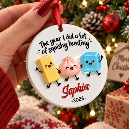 "The Year of Squishies" Personalized Ceramic Christmas Ornament - Custom Keepsake for Kids