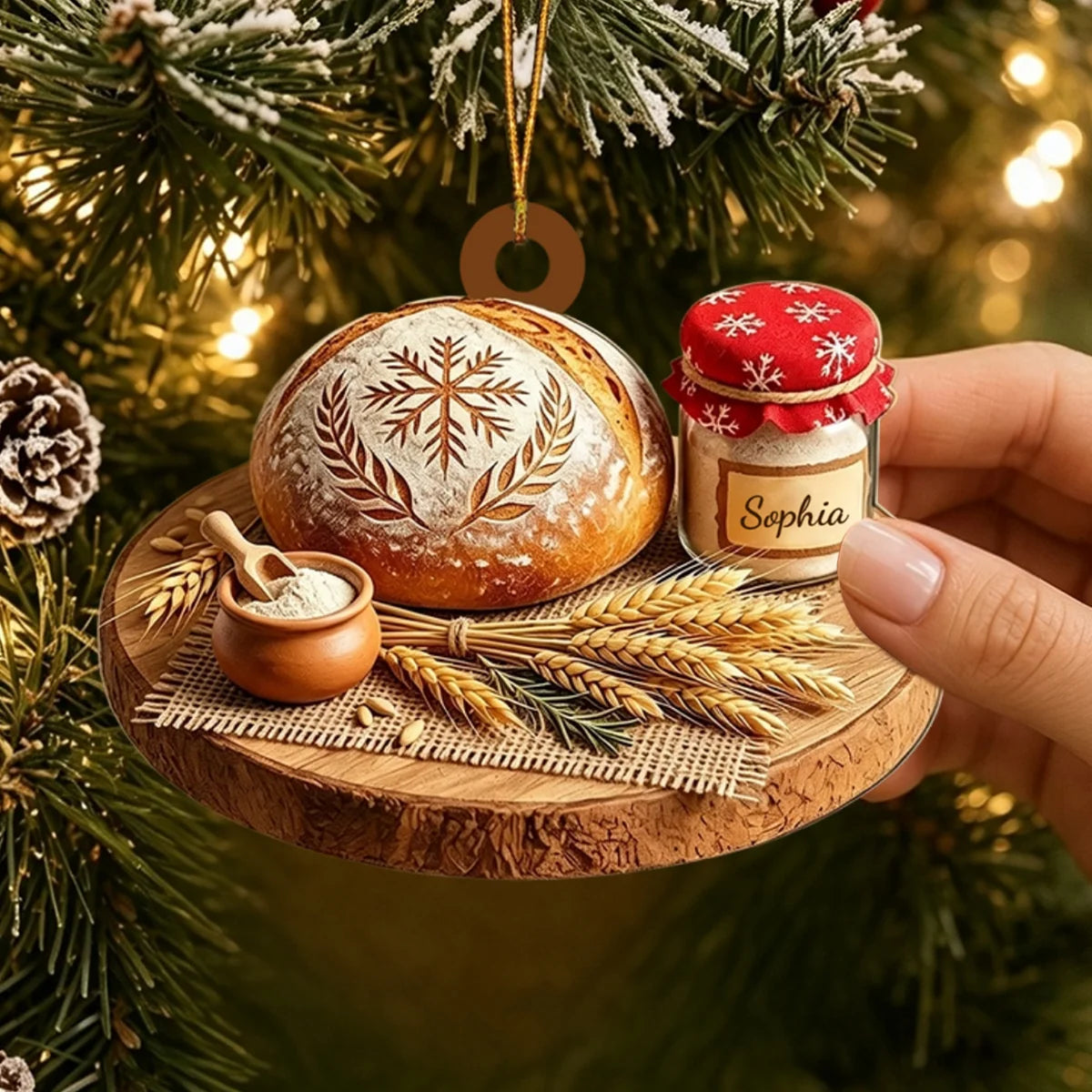 Personalized Sourdough Bread Acrylic Ornament - Custom Baker Christmas Ornament Gift for Bread Lovers