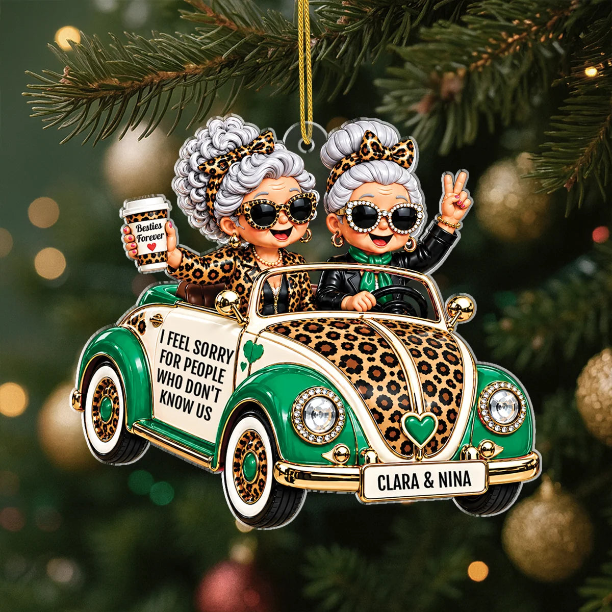 "I Feel Sorry For People Who Don't Know Us" Personalized Acrylic Ornament - Christmas Gift for Best Friends