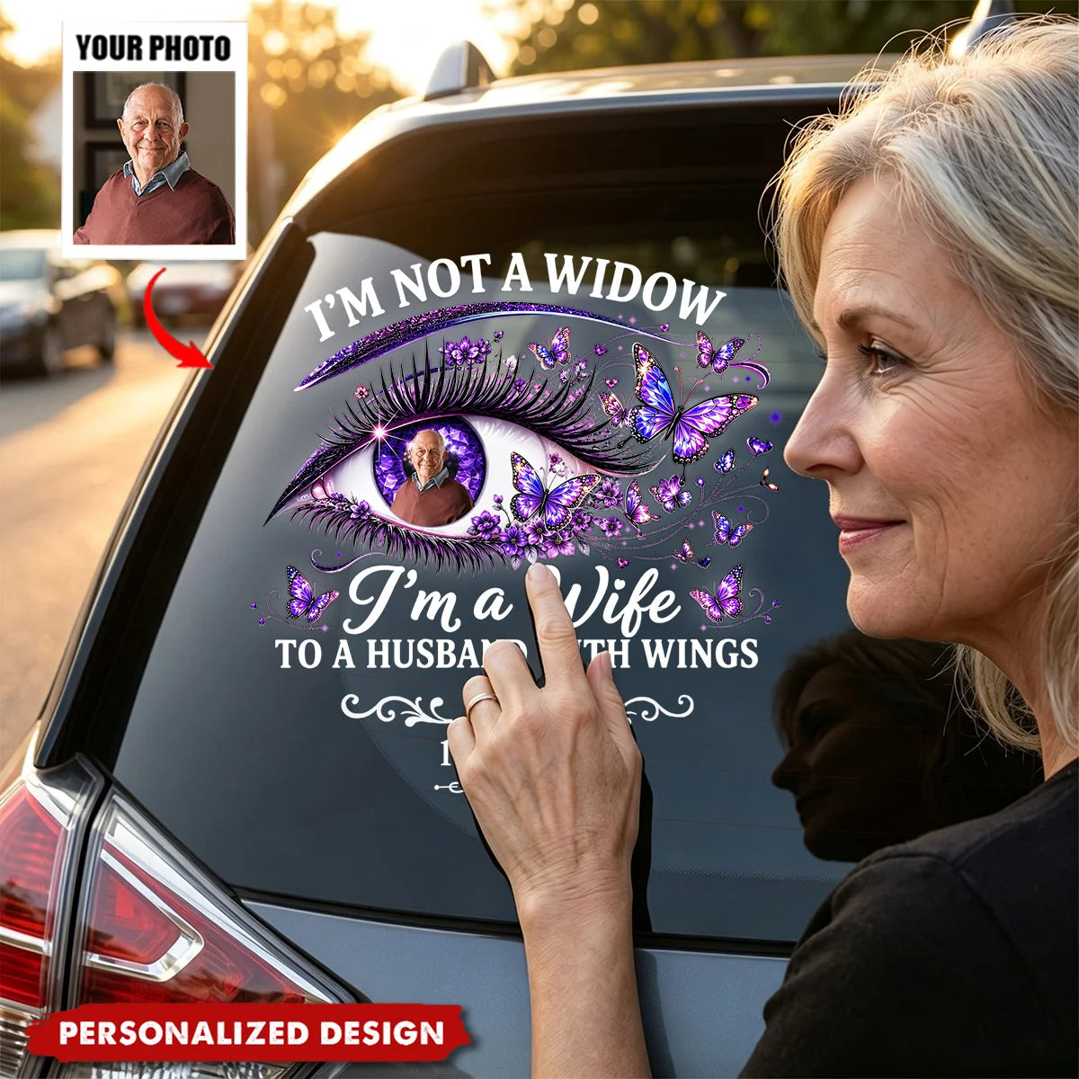 I'm Not A Widow I'm A Wife To A Husband With Wings - Personalized Car Decal Memorial Keepsake