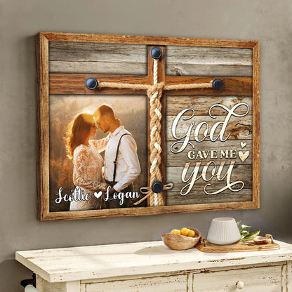 "God Gave Me You" Personalized Couple Photo Canvas / Poster - Custom Anniversary Gift Wall Art