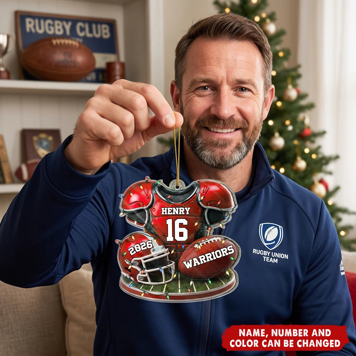 Custom Football Jersey Acrylic Ornament - Personalized Christmas Tree Keepsake Gift for Fans