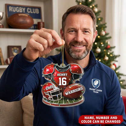 Custom Football Jersey Acrylic Ornament - Personalized Christmas Tree Keepsake Gift for Fans
